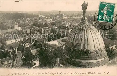 AK / Ansichtskarte Tours_Indre et Loire Le Dome de la Basilique St Martin et vue generale vers lHotel de Ville Tours Indre et Loire