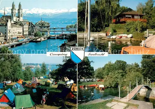 AK / Ansichtskarte Zuerich_ZH Camping Seebucht mit Restaurant Chalet Zuerich_ZH