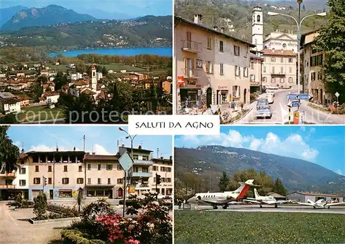 AK / Ansichtskarte Agno_Lago_di_Lugano Panorama Teilansichten Flugplatz Agno_Lago_di_Lugano
