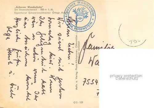 AK / Ansichtskarte Seebach_Ortenaukreis Acherner Wanderheim am Bosensteinereck Seebach Ortenaukreis