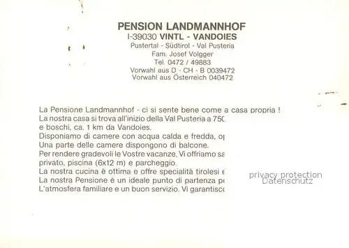 AK / Ansichtskarte Vintl Pension Landmannhof Gastraeume Zimmer Pool Vintl