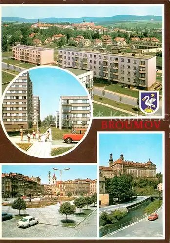 Broumov_Braunau_Boehmen Celkovy pohled Nova bytova vystavba Mirove namesti Byvaly klaster benediktinu 