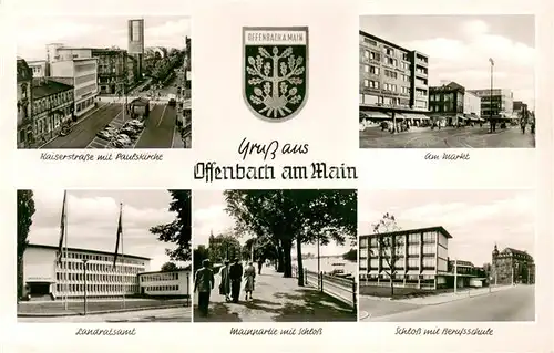 AK / Ansichtskarte Offenbach_Main Kaiserstrasse Markt Landratsamt Schloss Main  Offenbach Main