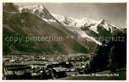 AK / Ansichtskarte Chamonix Vue generale Mont Blanc et Aiguilles du Midi Chamonix