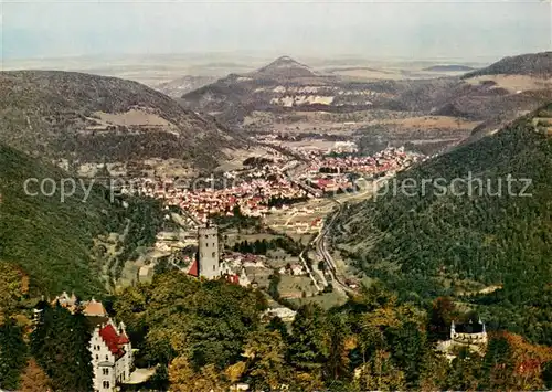 AK / Ansichtskarte Lichtenstein_Wuerttemberg Sehenswerte Burg auf steilem Felsen der Schwaebischen Alb Fliegeraufnahme Lichtenstein_Wuerttemberg
