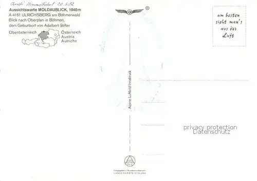 AK / Ansichtskarte Ulrichsberg_Oberoesterreich Aussichtswarte Moldaublick Fliegeraufnahme Ulrichsberg