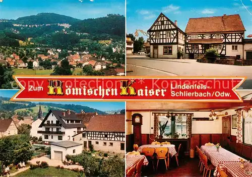 AK / Ansichtskarte Schlierbach_Lindenfels_Odenwald Gasthaus Zum Roemischen Kaiser Panorama Gaststube Schlierbach_Lindenfels