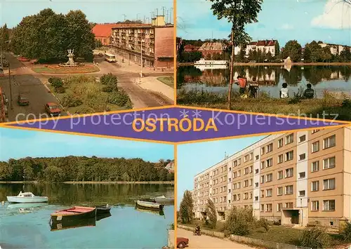 AK / Ansichtskarte Ostroda Plac Tysiaclecia Widok od strony Jeziora Drweckiego Jezioro Drweckie Osiedle Spoldzielni Mieszkaniowej Jednosc fragment Ostroda