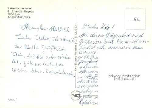 AK / Ansichtskarte Stein_Nuernberg Caritas Altenheim St Albertus Magnus Zimmer Speisesaal Stein Nuernberg