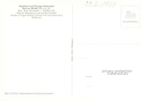 AK / Ansichtskarte Reit_Winkl Gasthof Pension Unterwirt Reit_Winkl