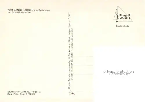 AK / Ansichtskarte Langenargen_Bodensee Fliegeraufnahme mit Schloss Montfort Langenargen Bodensee