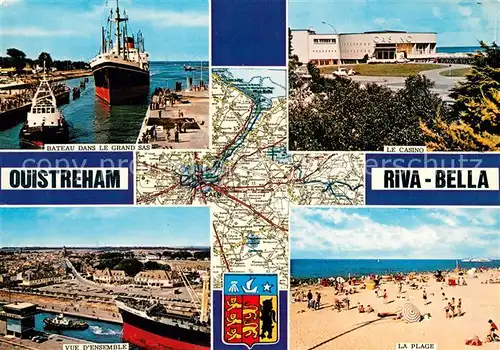 AK / Ansichtskarte Ouistreham Bateau dans le Grand SAS Le Casino Vue densemble La Plage Ouistreham