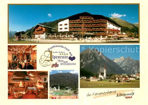 AK / Ansichtskarte Elbigenalp Vitalhotel Alpenrose Zimmerbar Kaminhalle Baederanlage Panorama Elbigenalp