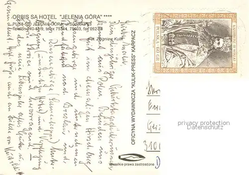 AK / Ansichtskarte Jelenia_Gora_Hirschberg_Schlesien Orbis SA Hotel Jelenia Gora Jelenia_Gora
