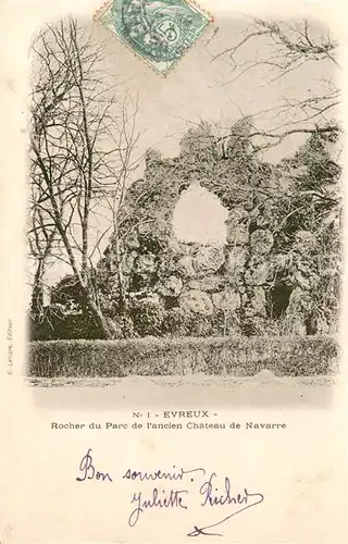 AK / Ansichtskarte Evreux Rocher du Parc de lancien Chateau de Navarre Evreux