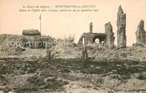 Montfaucon d_Argonne La Guerre en Argonne Ruines de lEglise apres lattaque Americaine du 26 sept 1918 Montfaucon d Argonne