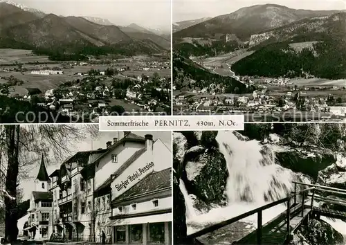 AK / Ansichtskarte Pernitz_Niederoesterreich Gesamtansicht mit Alpenpanorama Hotel Pension Wasserfall Sommerfrische Pernitz_Niederoesterreich