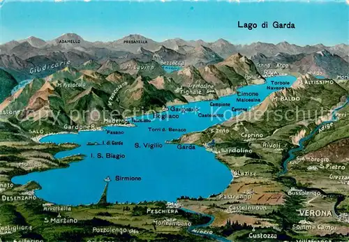 AK / Ansichtskarte Lago_di_Garda Gardasee um Umgebung Alpenpanorama aus der Vogelperspektive Lago_di_Garda