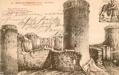 AK / Ansichtskarte Coucy le Chateau Auffrique Les Ruines Coucy le Chateau Auffrique