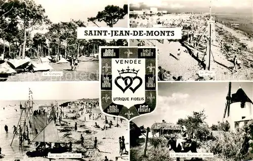 AK / Ansichtskarte Saint_Jean_de_Monts Camping Strand Windmuehle Saint_Jean_de_Monts