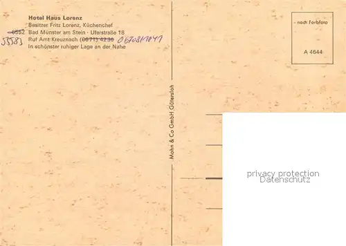 AK / Ansichtskarte Bad_Muenster_Stein_Ebernburg Hotel Haus Lorenz Bad_Muenster