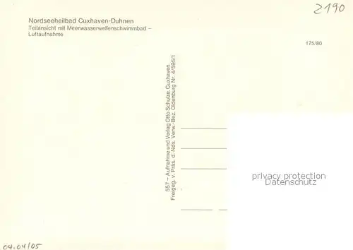 AK / Ansichtskarte Cuxhaven_Duhnen_Nordseebad Fliegeraufnahme Strand Meerwasserschwimmbad Cuxhaven_Duhnen