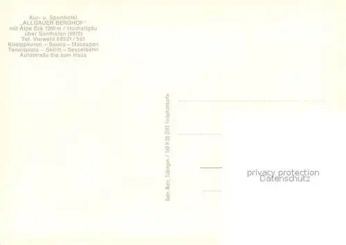 AK / Ansichtskarte Sonthofen_Oberallgaeu Kur  und Sporthotel Allgaeuer Berghof mit Alpe Eck Allgaeuer Alpen Sonthofen Oberallgaeu