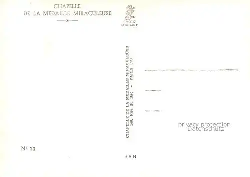 AK / Ansichtskarte Paris Interieur de la Chapelle de la Medaille Miraculeuse Paris