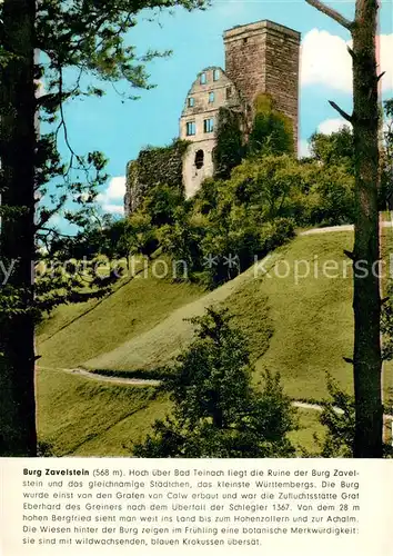 AK / Ansichtskarte Bad_Teinach Zavelstein Burgruine Zavelstein Franckh Chronik Karte Bad_Teinach Zavelstein