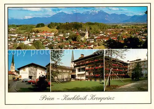 AK / Ansichtskarte Prien_Chiemsee Kurklinik Kronprinz Ortsansicht mit Blick zu den Alpen Prien Chiemsee