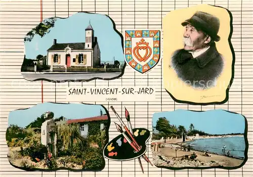 AK / Ansichtskarte Saint Vincent sur Jard Eglise Monument La Plage Saint Vincent sur Jard