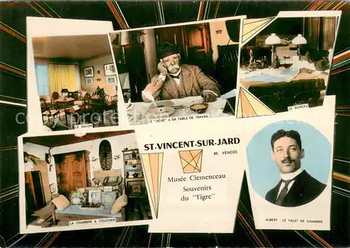 AK / Ansichtskarte Saint Vincent sur Jard Musee Clemenceau Le Salon Le Tigre a sa table de travail Le Bureau La Chambre a Coucher Portrait Albert Saint Vincent sur Jard