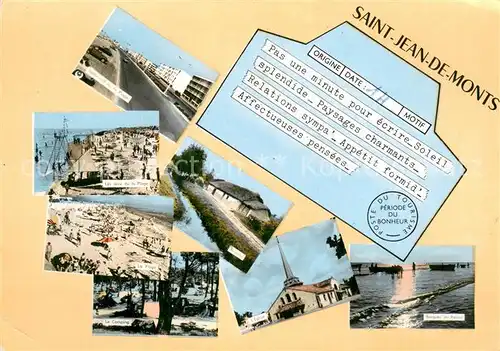 AK / Ansichtskarte Saint Jean de Monts Boulevard de la Plage Les Jeux de la Plage La Camping Eglise Barques au Repos Saint Jean de Monts