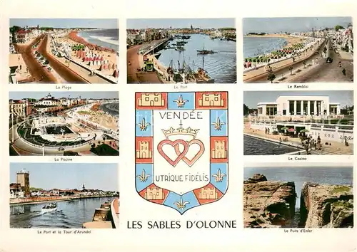 AK / Ansichtskarte Les_Sables d_Olonne La Plage Le Port Le Remblai Le Piscine Le Casino Le Port et la Tour dArundel Le Puits d Enfer Les_Sables d_Olonne
