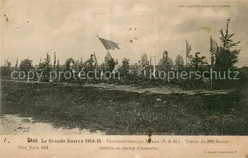 AK / Ansichtskarte Neufmontiers_Chauconin La Guerre 1914 15 Tombe de 300 Braves tombes au champ d honneur 