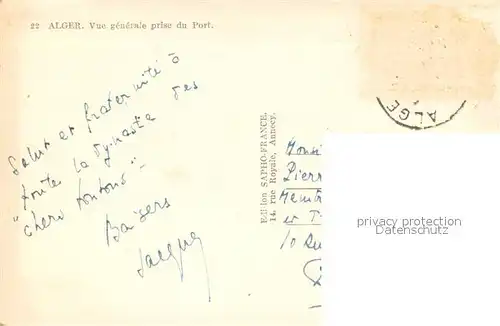 AK / Ansichtskarte Alger_Algerien Vue generale prise du Port Alger Algerien