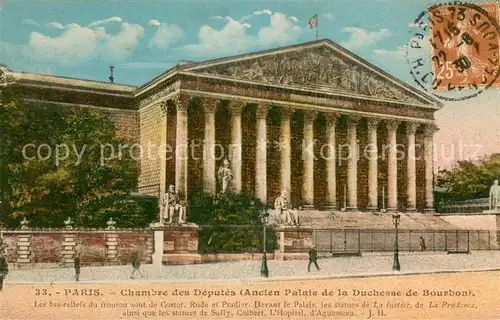 AK / Ansichtskarte Paris Chambre des Deputes Ancien Palais de la Duchesse de Bourbon Paris