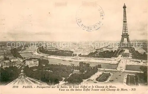 AK / Ansichtskarte Paris Perspective sur la Seine la Tour Eiffel et le Champ de Mars Paris