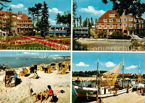 AK / Ansichtskarte Niendorf_Ostseebad Schulungs  und Erholungsheim Haus Niendorf Strand Fischkutter Niendorf_Ostseebad