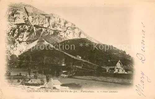 AK / Ansichtskarte Lourdes_Hautes_Pyrenees Vue generale du Pie du Jer Funiculaire Lourdes_Hautes_Pyrenees