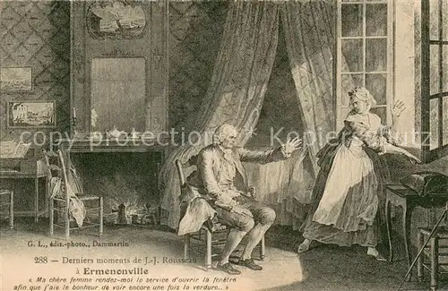 AK / Ansichtskarte Ermenonville Dernieres moments de JJ Rousseau Ermenonville