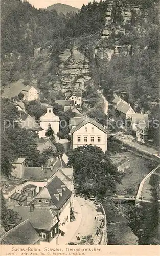 AK / Ansichtskarte Herrnskretschen_Boehmen Blick ins Tal auf den Ort 