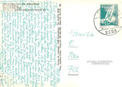 AK / Ansichtskarte St_Peter Ording Fliegeraufnahme Camping Biehl  St_Peter Ording