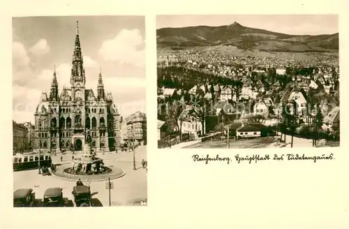 AK / Ansichtskarte Reichenberg_Liberec_Boehmen Rathaus Panorama Blick zum Jeschken 