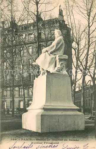 AK / Ansichtskarte Paris Statue de Honore de Balzac Avenue Friedland Paris