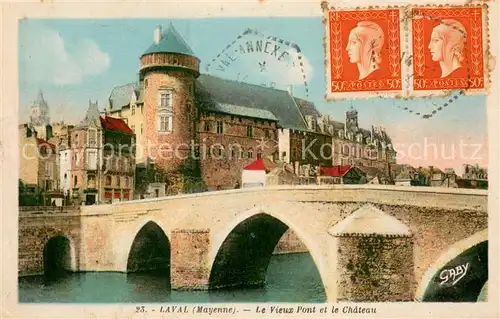 AK / Ansichtskarte Laval_Mayenne Vieux pont et le chateau Laval Mayenne
