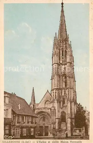 AK / Ansichtskarte Lillebonne Eglise et vieille Maison Normande Lillebonne