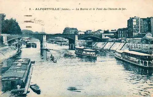 AK / Ansichtskarte Alfortville La Marne et le Pont du Chemin de fer Alfortville