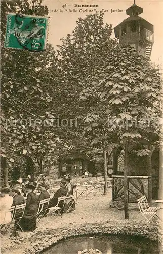 AK / Ansichtskarte Suresnes Interieur de la Belle Cycliste Les Jardins Suresnes