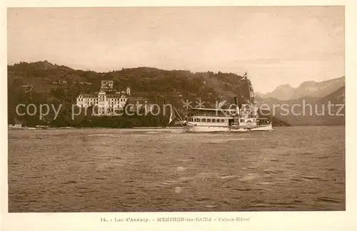AK / Ansichtskarte Menthon_les_Bains Palace Hotel au Lac d Annecy Bateau 